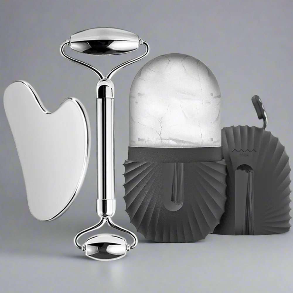 Ice Roller & Gua Sha Set – Stainless Steel Facial Massage & Skincare Tools