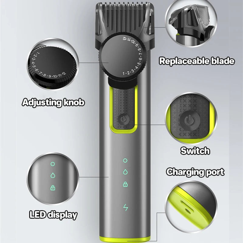 Beard Trimmer for Men – Cordless Hair Clippers with Adjustable Guards & Waterproof Design
