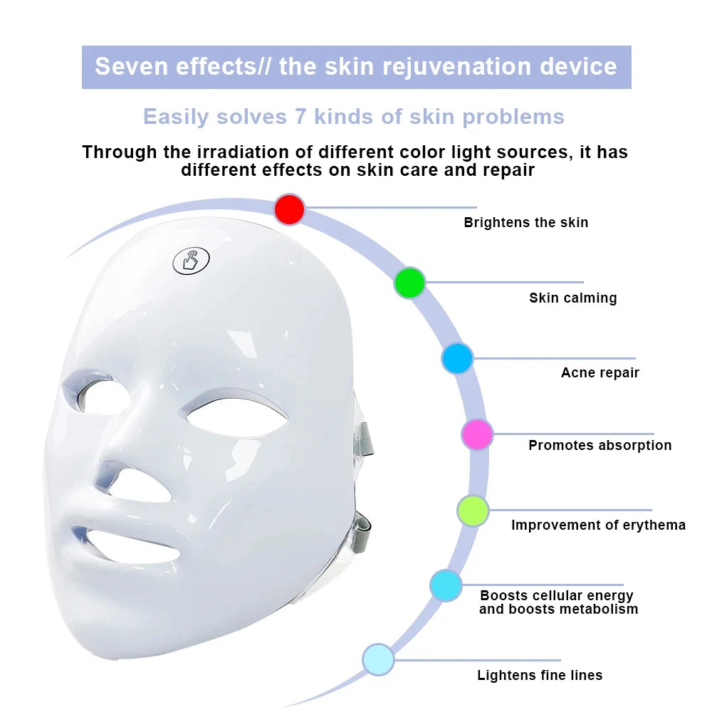7-Colour LED Light Therapy Mask - Wireless Facial Skincare